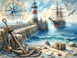 HUACAN Diamond Mosaic Novelties Ship Lighthouse Bird Animal Landscape Full Square Round Diamond Painting Kits Home Decoration