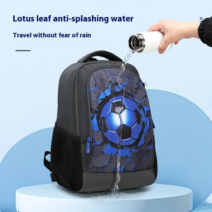 Boys Black Football Backpacks Hard Shell Orthopedic Middle School Student Book Bags USB Charge Multifunctional Bagpack