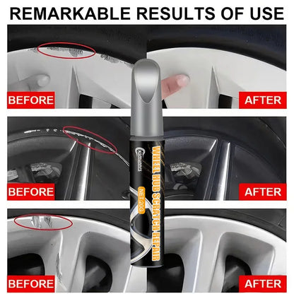 Automotive Silvery Alloy Rim Touch-Up Paint Pen, Wheel Curb Scratch and Impact Damage Repair, Dual-Tip Brush Head for Precise Re