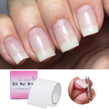 1 Roll of Nail Repair Fiberglass Filament with Adhesive, Strong Protection and Reinforcement, White Sticker for Repairing Damaged Nails