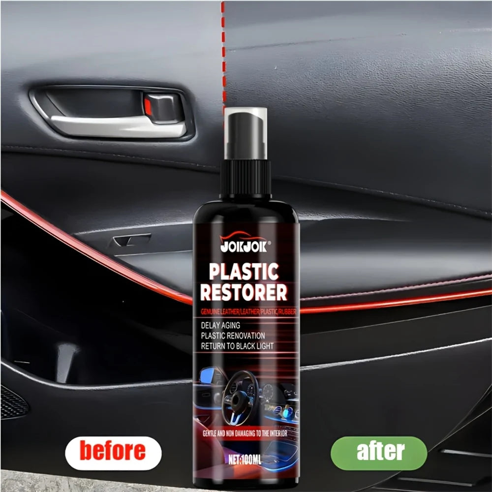 100ml All-in-One Automotive Plastic Restorer Spray - Instant Black Shine &, for Car & Trim, Dashboard/-like/Chrome Renew, Plasti