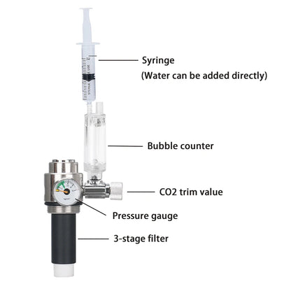 Aquarium CO2 Generator 1L 2L Fish Tank CO2 Cylinder Generator System Stainless Steel Water Injection Bubble Meter Aquatic Plant