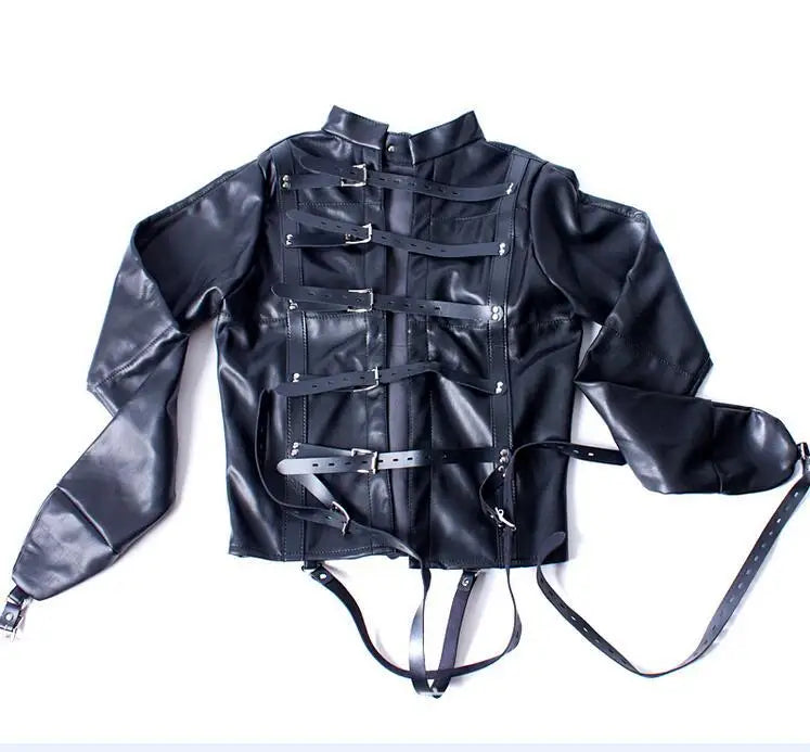 Female Sofe Leather Adjustable Binder Bondage Straitjacket Binding Slave Lockable Coat For Women Erotic Cosplay Adult BDSM