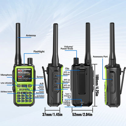 Baofeng UV-5R Mini Walkie Talkie Bluetooth Programming APP Long Range 999 Channels Radio With Protective Case Tactical Antenna