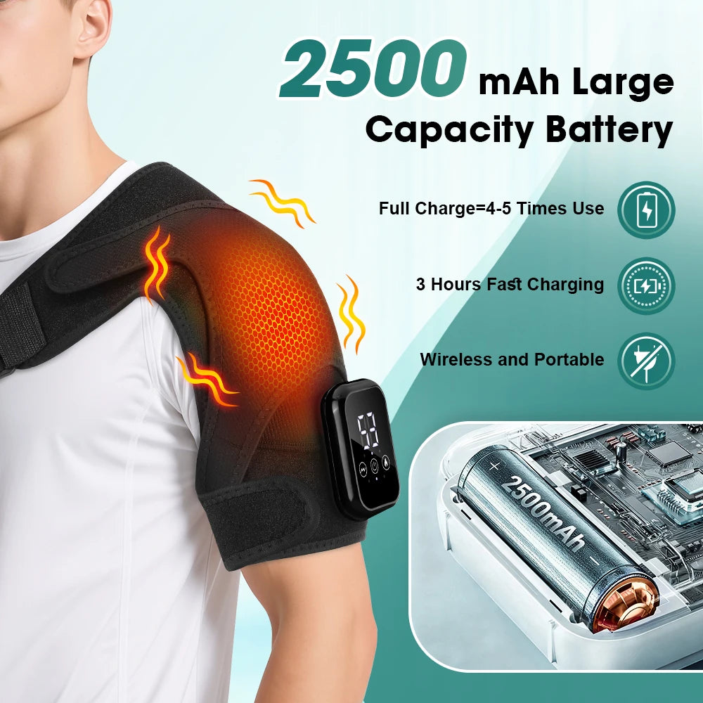 Electric Shoulder Massager Heating Pad Vibration Massage Support Belt Shoulder Thermal  Brace