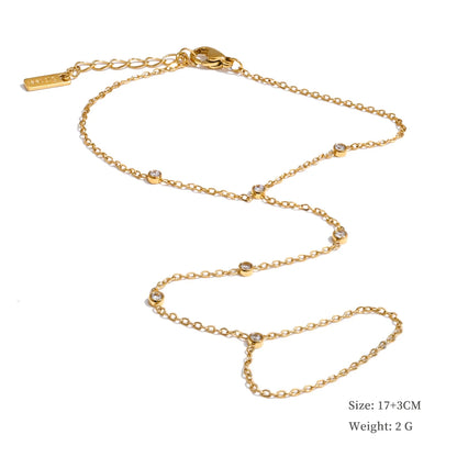 Yhpup Trendy Stainless Steel Zircon Beads Back of Hand Chain Finger Bracelet Fashion Chic Sexy Jewelry Waterproof Wholesale Gift