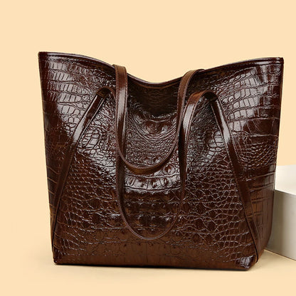 Simple Versatile Crocodile Print Tote Bag Large Capacity Fashion Handbag Vintage Design Shoulder Women's Bag