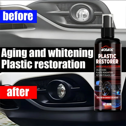 100ml All-in-One Automotive Plastic Restorer Spray - Instant Black Shine &, for Car & Trim, Dashboard/-like/Chrome Renew, Plasti