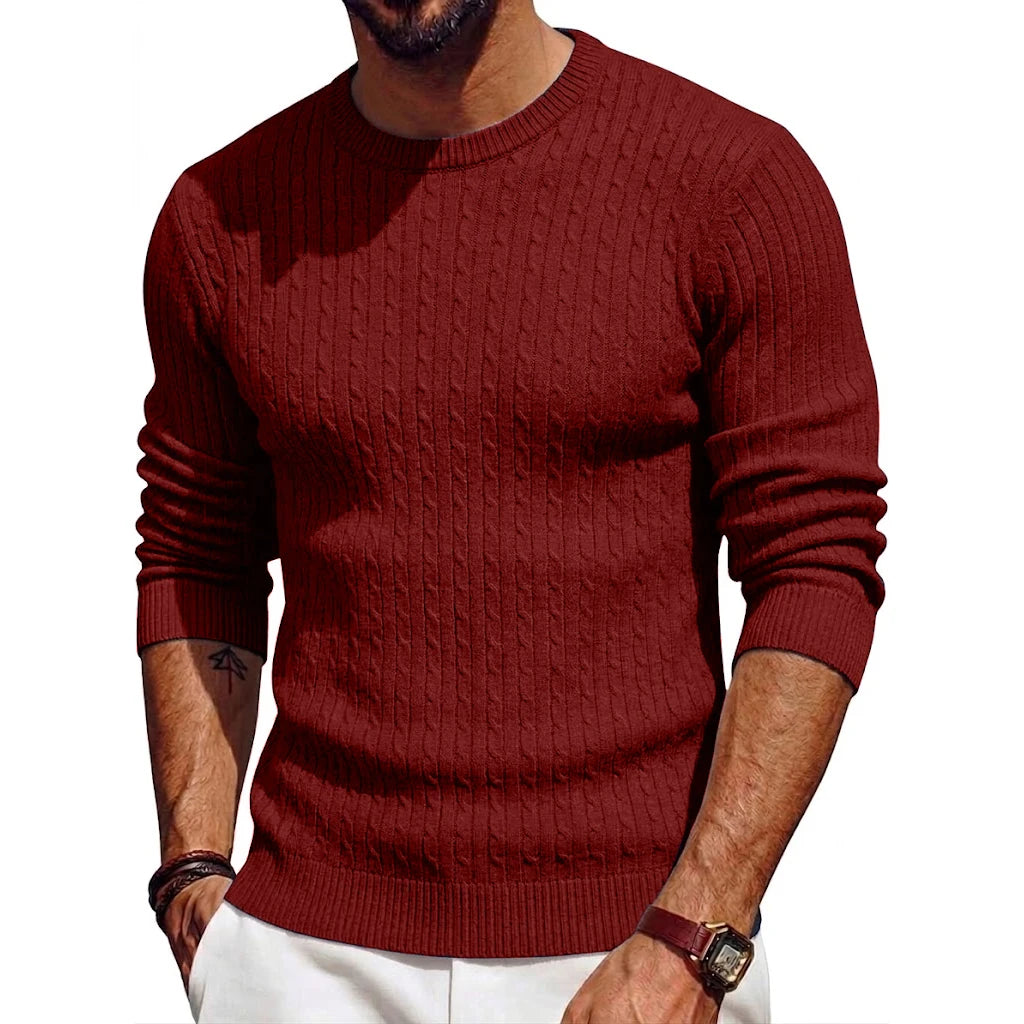 Luxury Knite Crew Neck Sweater Man Cable Long Sleeve Pullover Casual Knitted Shirts Work Jumper Spring Mens Coats Autumn Tops