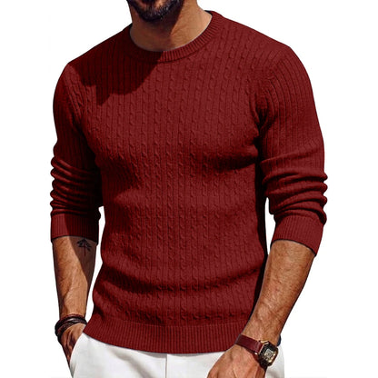 Luxury Knite Crew Neck Sweater Man Cable Long Sleeve Pullover Casual Knitted Shirts Work Jumper Spring Mens Coats Autumn Tops