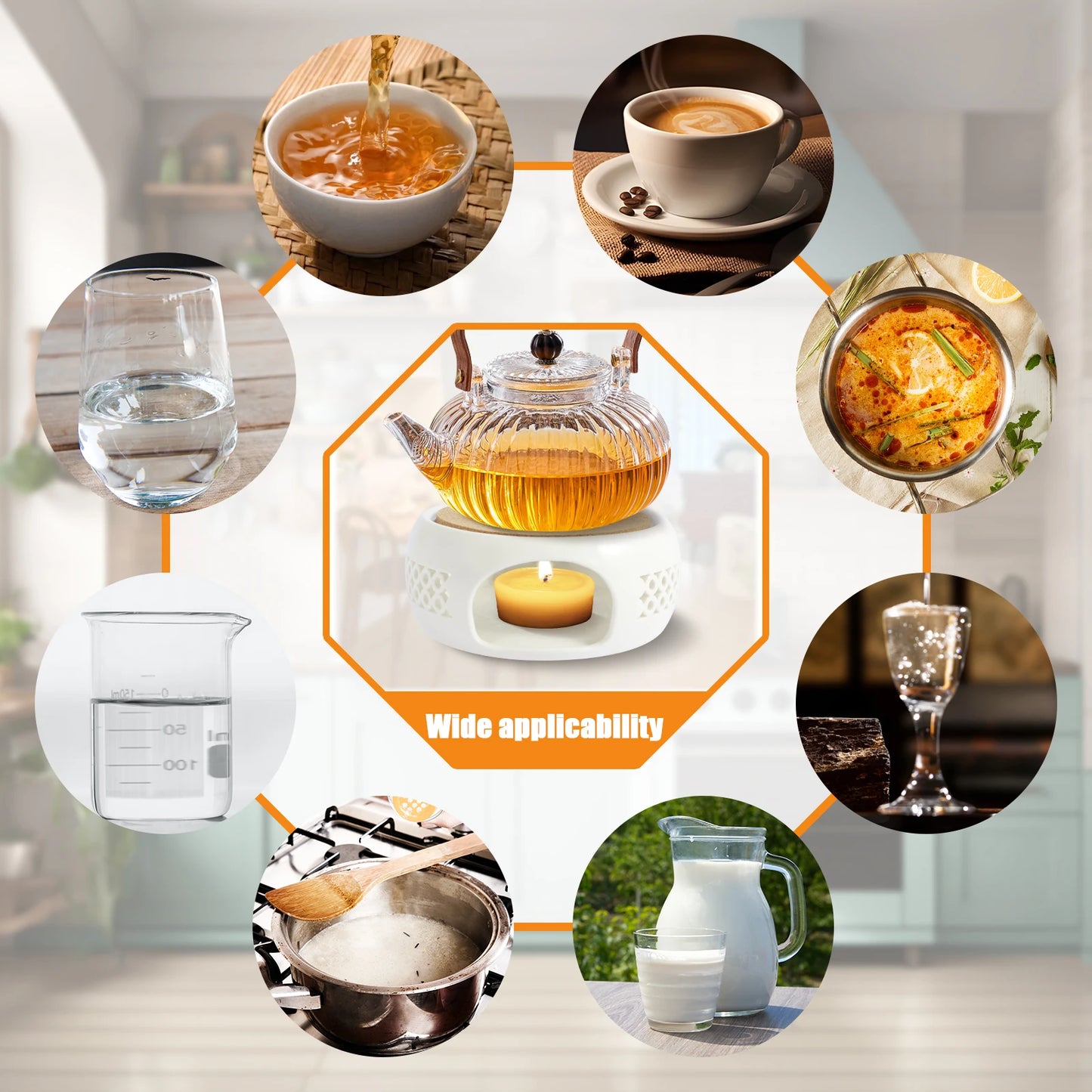 Ceramic Teapot Warmer Hollow Ceramic Teapot Heater with Cork Cushion Heat Resistant Ceramic Coffee Tea Warmer Practical Ceramic