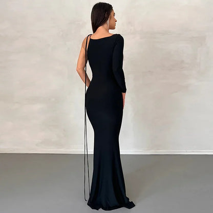 Maternity Dresses Fashionable and Sexy Pure Color One Shoulder Body con Maternity Dress for Photography and Parties