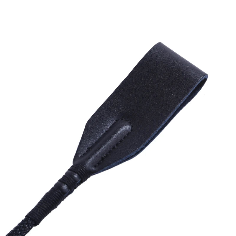 High Quality Black Faux Leather Horse Whip Hand Made Halter Braided Riding Racing Equipment