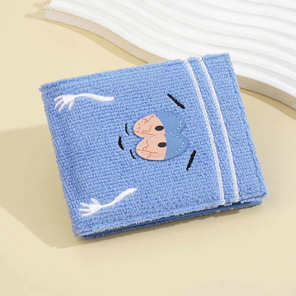 Plush Cartoon Wallet for Women Soft Fuzzy Surface PU Leather Coin Purse with Zip Closure Cute Casual Gift for Girls