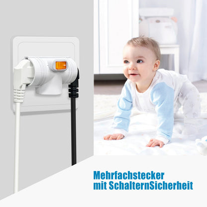 EU Converter Plug Adapter Electrical Socket With Switch German Standard 1 to 3 Way Outlets Double Plug Wall Socket Extender