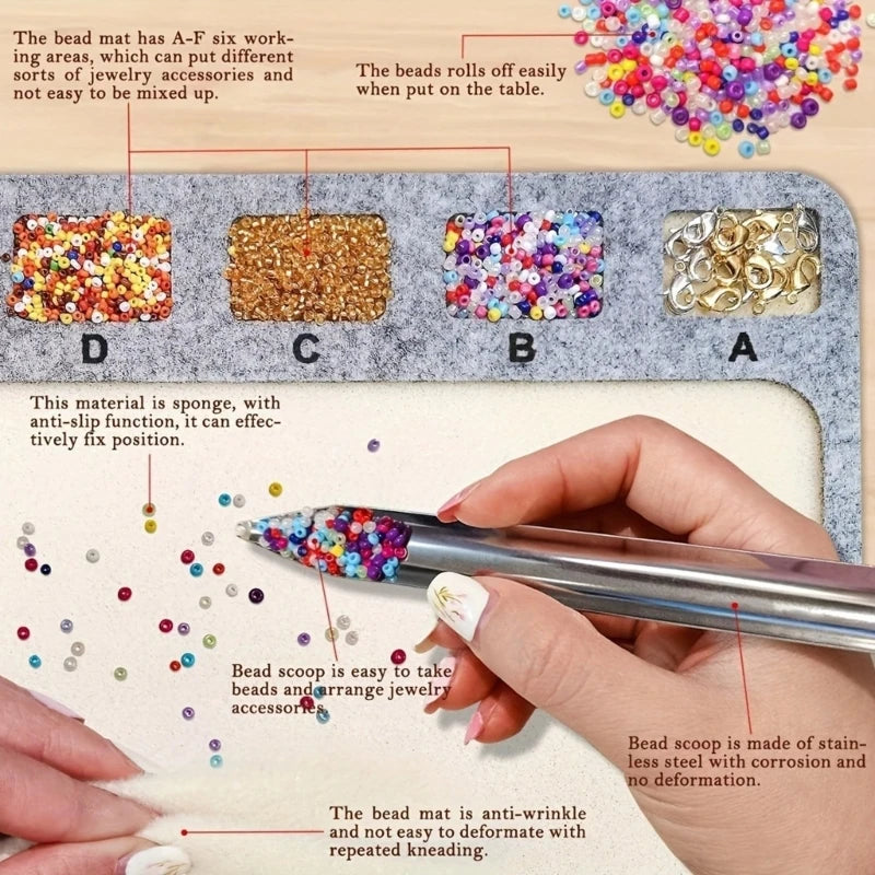 Handcraft Beading Mat Set 2Pcs Study Felted Jewelry Making Boards Accessory with Alphabetical Bead Sorting Supplies