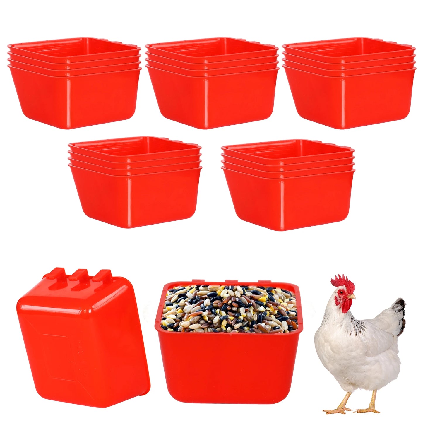 5/10/20PCS Chickens Feeder Hanging Plastic Chicken Coop Feeding Drinking Bowl for Poultry Duck Goose Bird Farm Animal Supplies