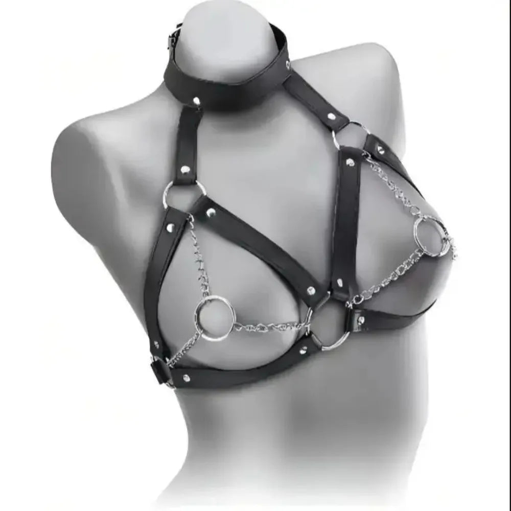 Women's Sensual Leather Body Harness Gothic Fetish Lingerie BDSM Restraint Straps Adult Sex Accessory