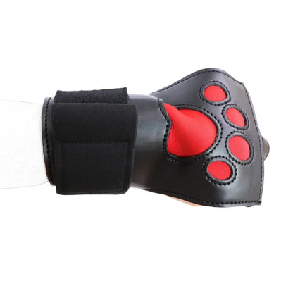 Unisex PU Leather Padded Dog Paw Print Mitts Gloves for Puppy Play BDSM Bondage Fetish Slave Cosplay Party Roleplay Adult