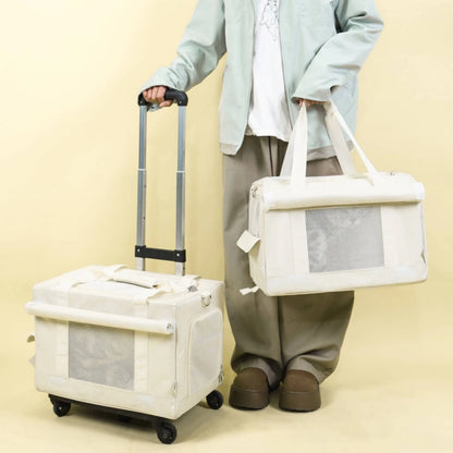 Pet Carrier with Telescopic Handle Soft-Sided Pet Carrier Trolley Travel Bag Portable Long-Lasting for Cats, Outings