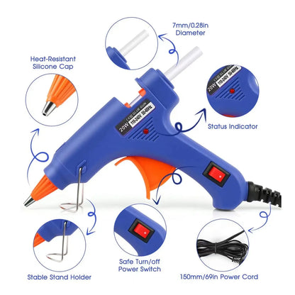 20W Mini Hot Melt Glue Gun EU Electric DIY Industrial Household Repair Tool with Thermo Heat Temperature