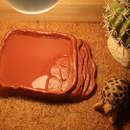 Tortoise Bathtub Water Dish Anti-Slip Ladders Reptile Bowl Reptile Bathing Pool Aquarium Ornament Tortoise Habitat Accessories