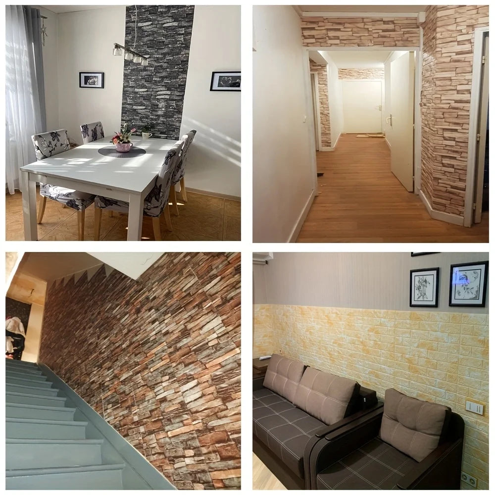 Self-adhesive 1-40pcs 38.5X35cm DIY 3D Wallpaper Retro Brick Pattern Wall Stickers Waterproof Room Decor Foam Home Decoration