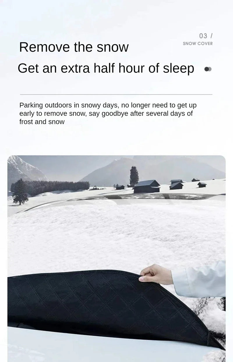 All-Weather Magnetic Windscreen Cover - Waterproof Snow/Frost/Ice Protector & Sun Shade, 5 Magnets + Door Flaps, Universal Fit
