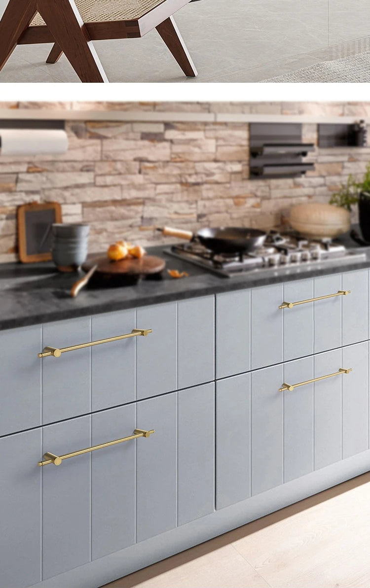 Brass long handle Nordic pure copper modern pulls simple gold light luxury pulls cabinet adjustable long handle cabinet handle