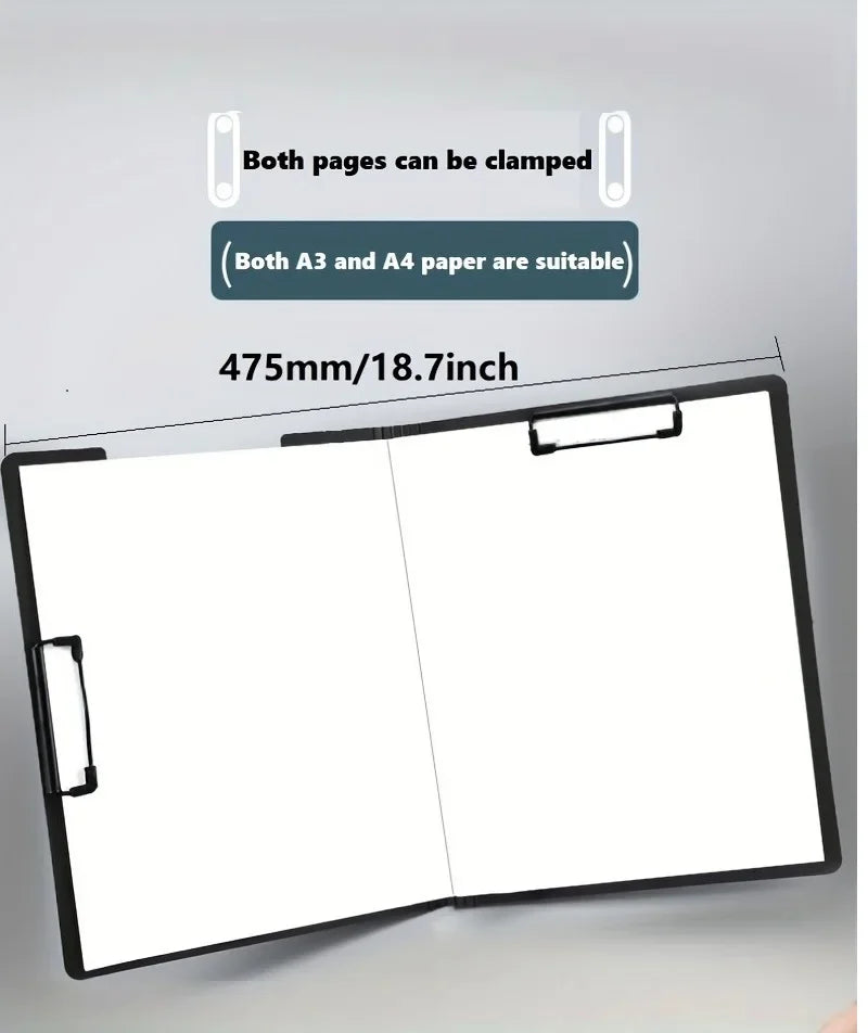 1pc A4 File Folders, Documents Organizer, Clipboard With Cover, Paper Folder For Business & School, Stationery & Office Supplies