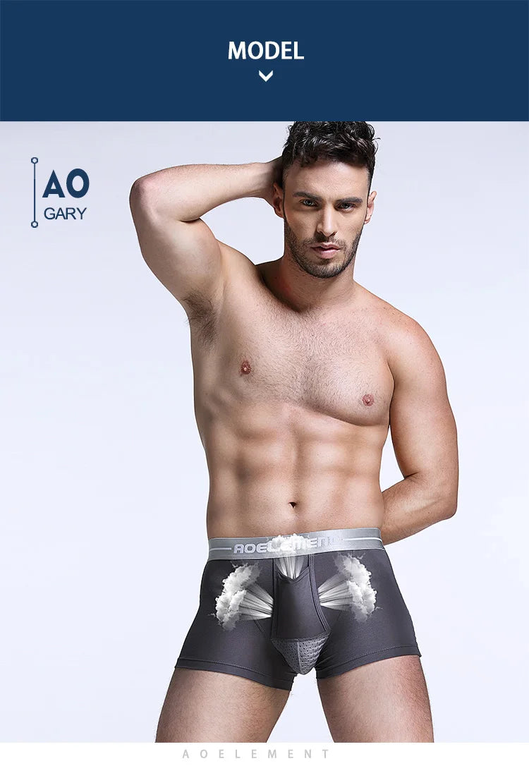 Bullet Separation Underwear Men's Ventilated and Breathable Summer Dry Underwear Ice Silk Pouch Ice Health Boxer Briefs