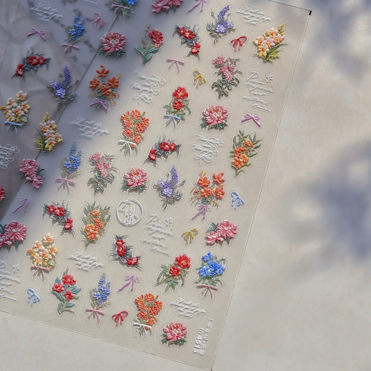 1Sheet 5D Soft Embossed Relief Nail Stickers Cute Daisies Self Adhesive Slider Stickers Press On Nails DIY Japanese Nail Art Dec