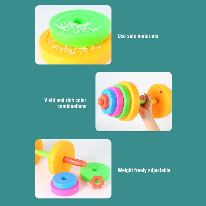 Kids Adjustable Weight Lifting Dumbbell Barbell Set Fitness Exercise Toy Indoor Outdoor Training Activity Play Equipment