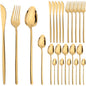 24pcs Christmas Dinnerware Set Stainless Steel Cutlery Set Gold Western Tableware Fork Knife Spoon Flatware Set Silverware Set