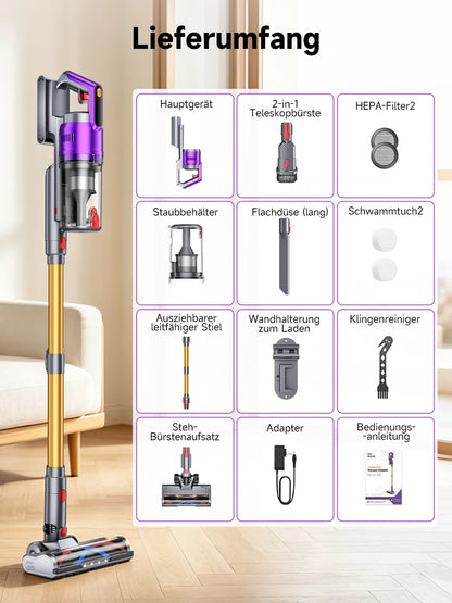Tdyon Nova 680W 70000PA Cordless Vacuum Cleaner 75mins Long Runtime Removable Battery Self-Standing Wall Charging Vacuum Cleaner