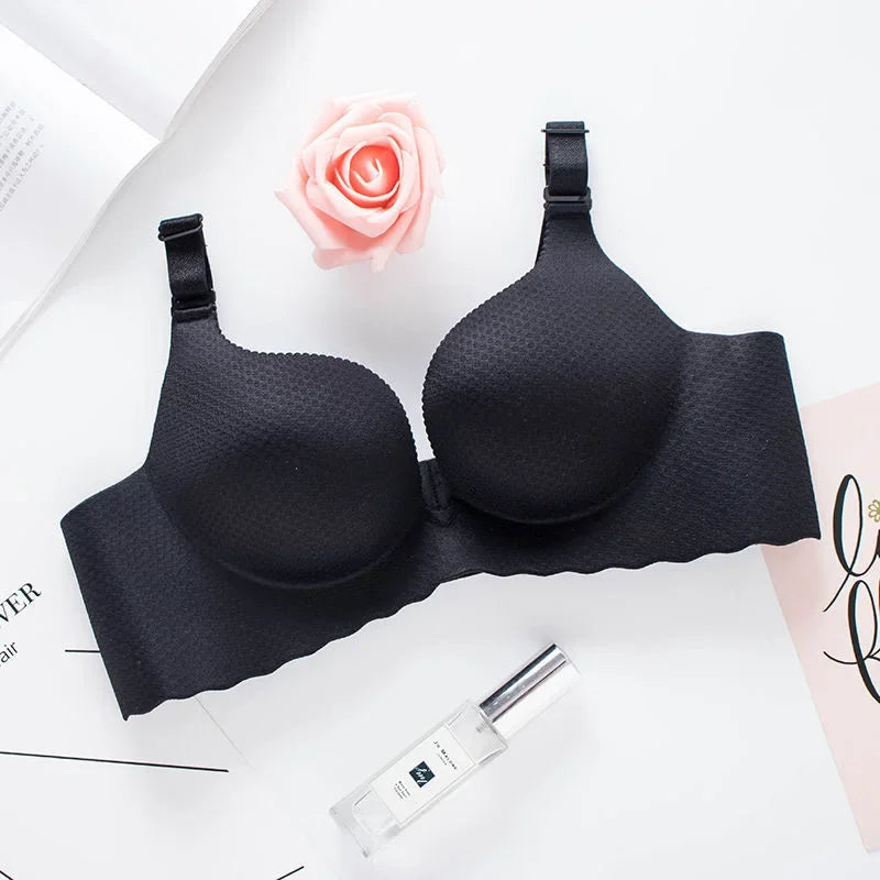 Extreme Push-Up Bra 8cm Thick Pads for Small Bust, Wireless Double Cup Lift, Soft Comfort Fabric, Adjustable Deep V Bras