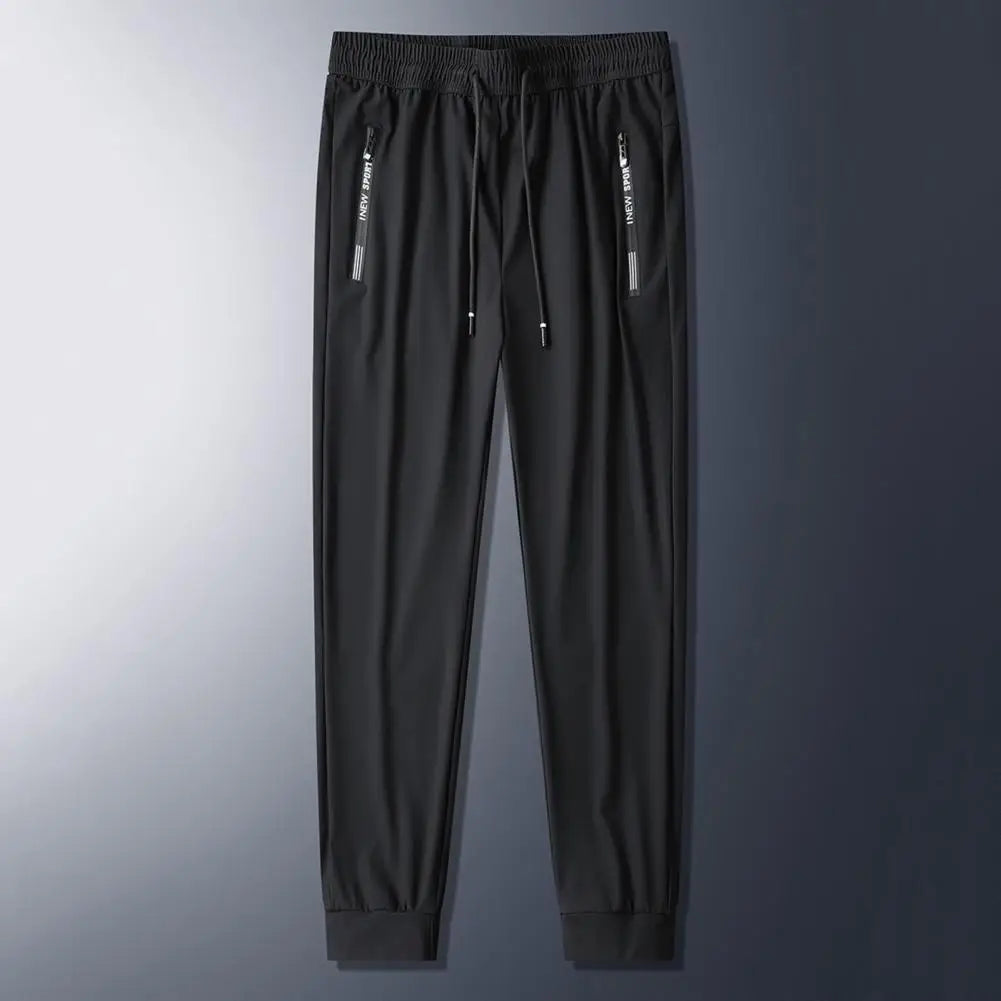 Men's Summer Ice Silk Pants Mesh Quick drying Ankle-banded Breathable Casual Thin Pants Loose Elastic Pants Sports Trousers