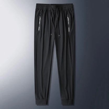 Men's Summer Ice Silk Pants Mesh Quick drying Ankle-banded Breathable Casual Thin Pants Loose Elastic Pants Sports Trousers