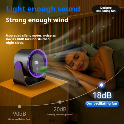 Desktop Fan Low-noise and Silent 100-speed Adjustable LED Display, Large-capacity Mini Desktop Wall-mounted Fan 1800mah