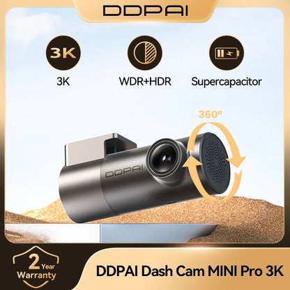 DDPAI MINI Pro Dash Cam 3K HDR 1620P Car DVR with WiFi Night Vision WDR Voice Control 24H Parking Monitor 143° FOV