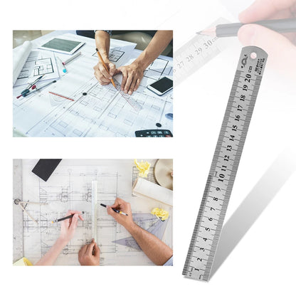 Metal Scale Stainless Steel Straight Ruler Measuring Stationery Drafting Accessories Hand Measuring Tool School Office Supplies