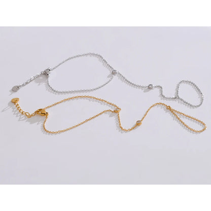 Yhpup Trendy Stainless Steel Zircon Beads Back of Hand Chain Finger Bracelet Fashion Chic Sexy Jewelry Waterproof Wholesale Gift