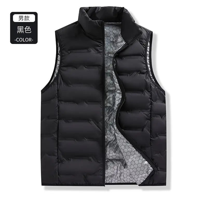 80% White Duck Down Men's Winter Vest Sleeveless Puffer Jacket Graphene Liner Stand Collar Warm Down Gilet Coats Big Size 6XL