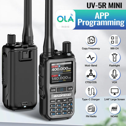 BAOFENG UV-5R Mini Walkie Talkie Multi Band Bluetooth Programming Wireless Copy Frequency 999CH AM FM Long Range Two Way Radio