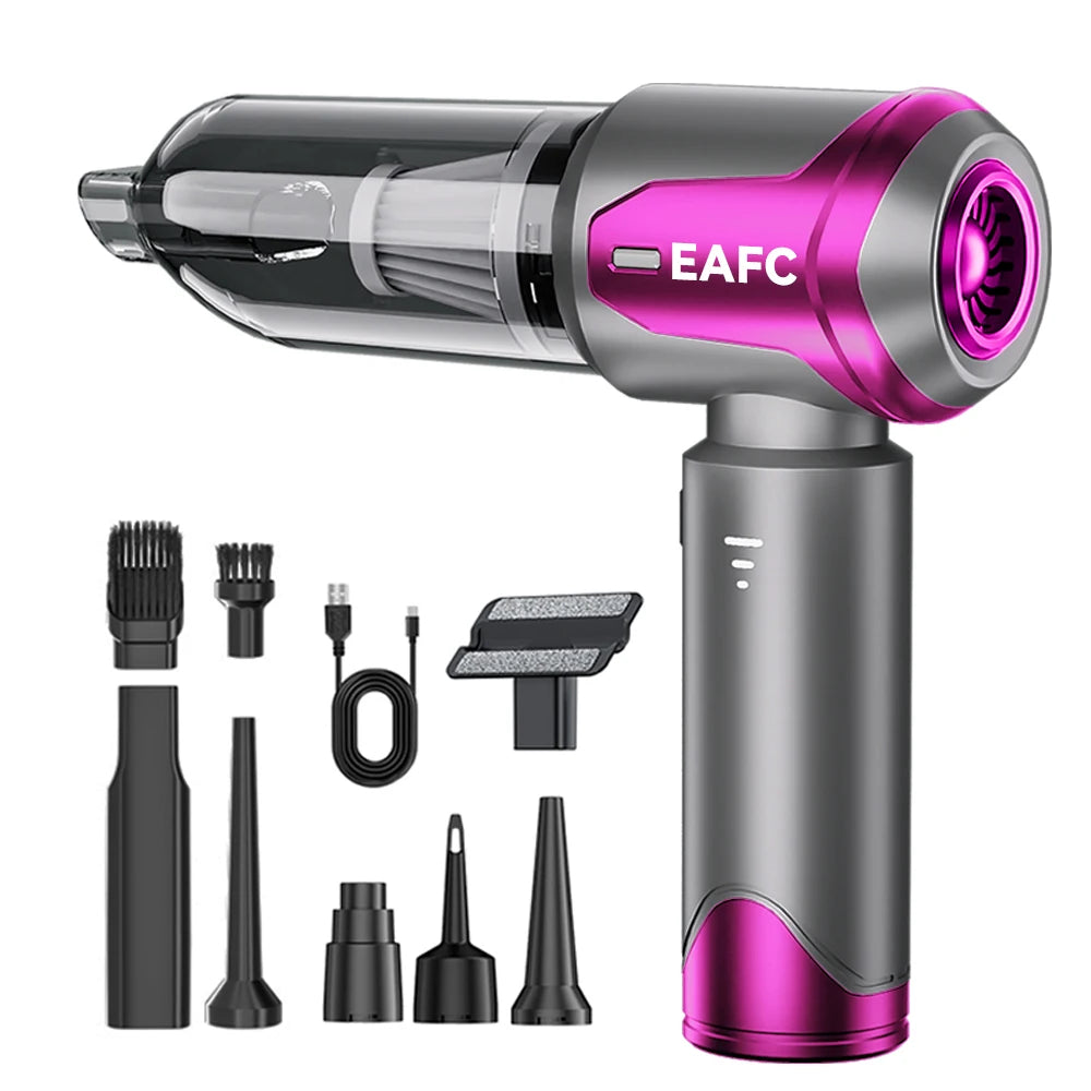 Upgraded Car Vacuum CleanerPowerful 6000mAh Wet/Dry Suction 70dB Low Noise Type-C Charging for Home/Car Cleaning Portable Blower