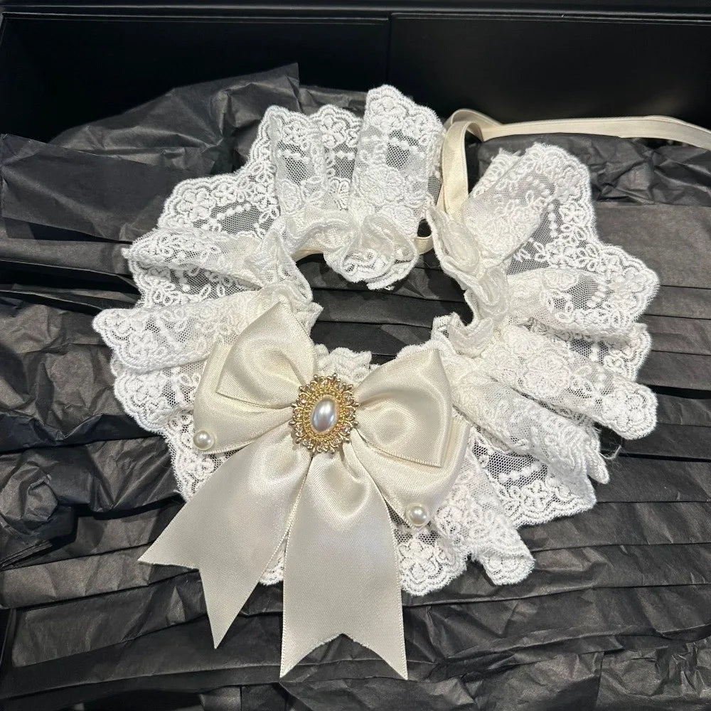 Fashion Adjustable Cat Lace Bow Bib Sweet Decorative Dog Collar Adorable Dress Up Cat Scarf Pet Supplies