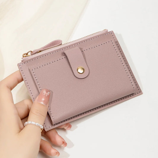 Minimalist and Fashionable Women's Short Card Bag Ultra-Thin Mini PU Leather Zero Wallet Women's Credit Card Holder Wallet