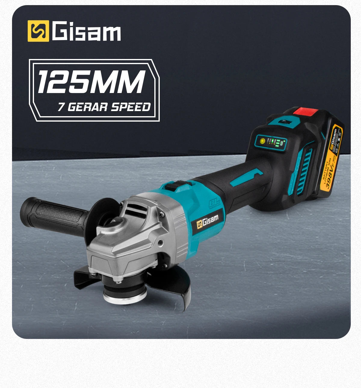 Gisam 125mm M14 Brushless Angle Grinder 7 Gears Cordless Grinding Machine Cutting Woodworking Tools For Makita 18V Battery Pins