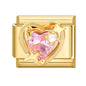 Hot Zircon Rose Flowers Heart Pearl Bowknot Cherry Pendant Italian Charm Links Fit 9mm Stainless Steel Bracelet Women DIY Making