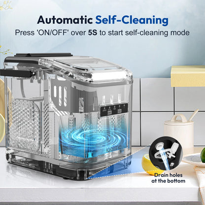 LOEFME Portable Ice Maker 1.4L 12kg/24H Fast Ice Cube Machine Self Cleaning Countertop Ice Maker for Home Kitchen Office Camping RV Party Bar Automatic Ice Making Machine Low Noise Energy Saving Easy Operation Large Capacity